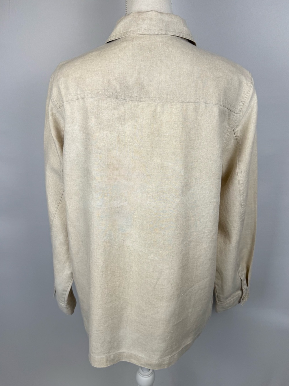 Vintage Pendleton Women’s Beige Linen Button Up Shirt Jacket Shacket Pockets LG - Picture 8 of 11